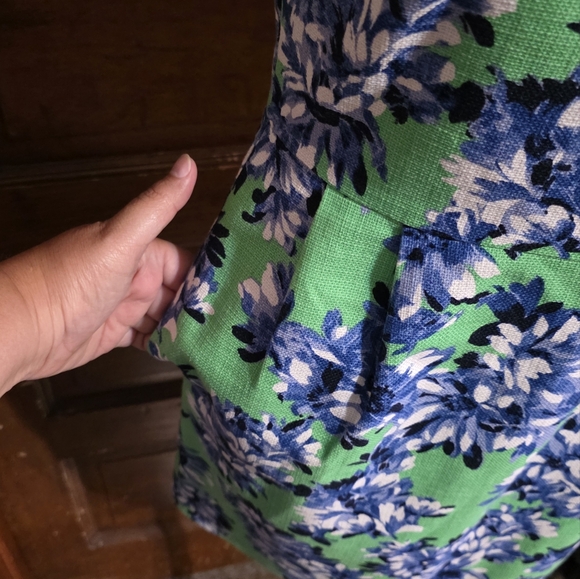 J.Crew Factory Floral Sheath Dress Green & Blue Size 4 - Picture 7 of 12